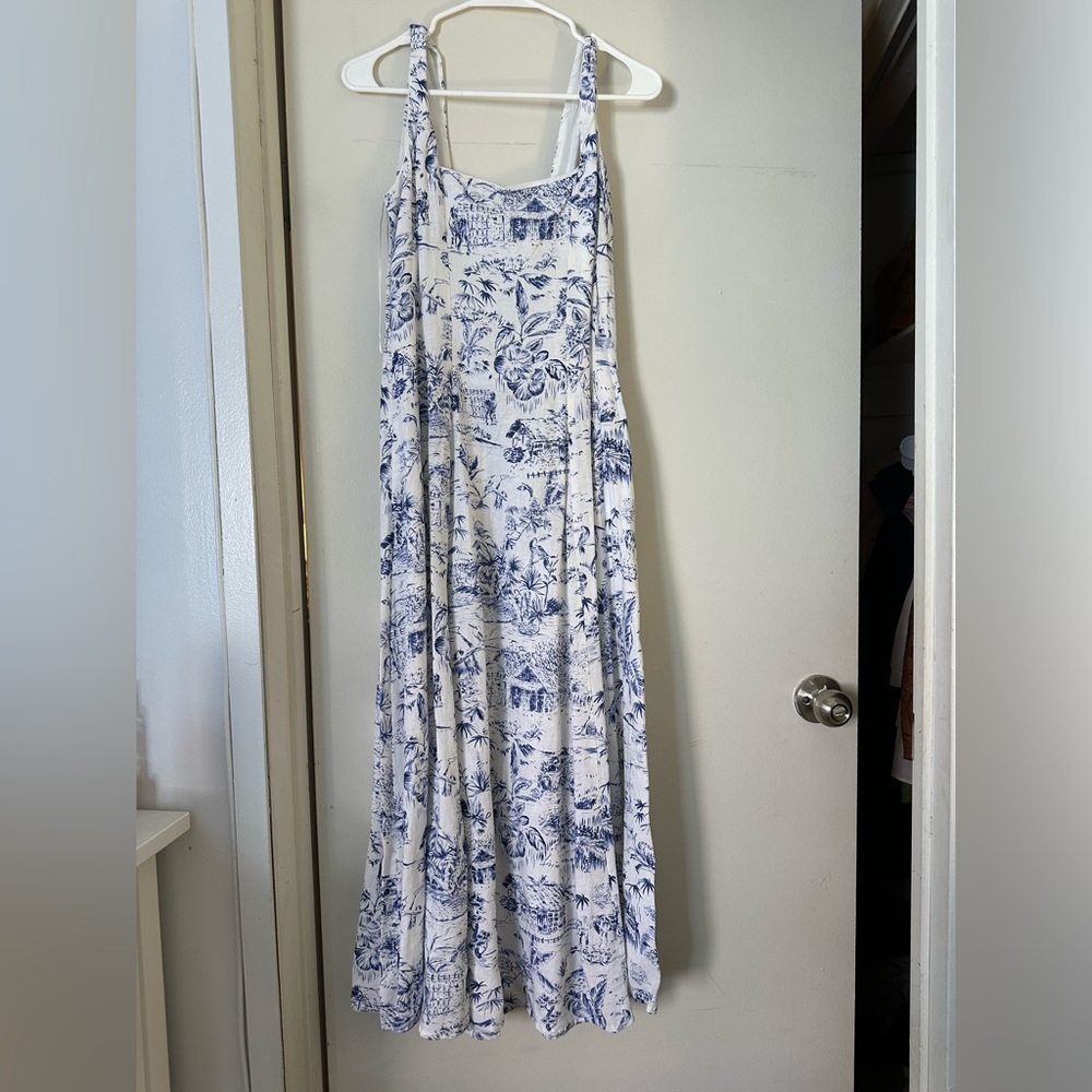 Joie blue + white midi dress